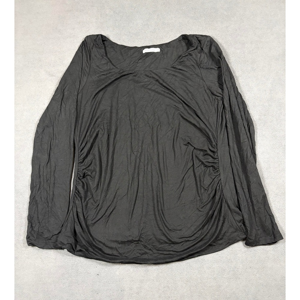 Heart & Hips T-Shirt Womens XL Black Long Sleeve Ruched Side Scoop Neck